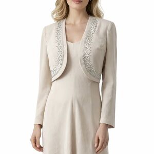 S.L. Fashions Cream Embellished Blazer